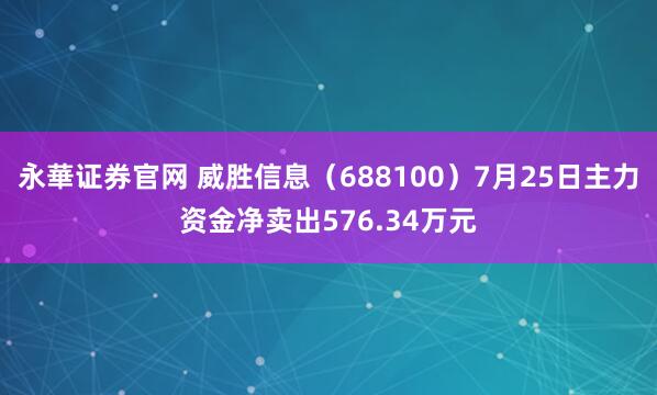 永華证券官网 威胜信息（688100）7月25日主力资金净卖出576.34万元