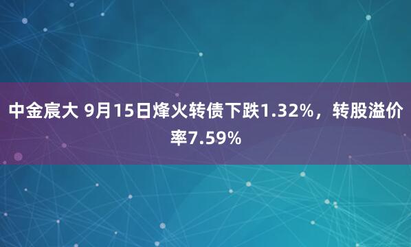 中金宸大 9月15日烽火转债下跌1.32%,转股溢价率7.59%