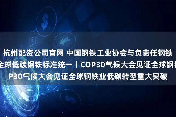 杭州配资公司官网 中国钢铁工业协会与负责任钢铁签署谅解备忘录 加速全球低碳钢铁标准统一丨COP30气候大会见证全球钢铁业低碳转型重大突破